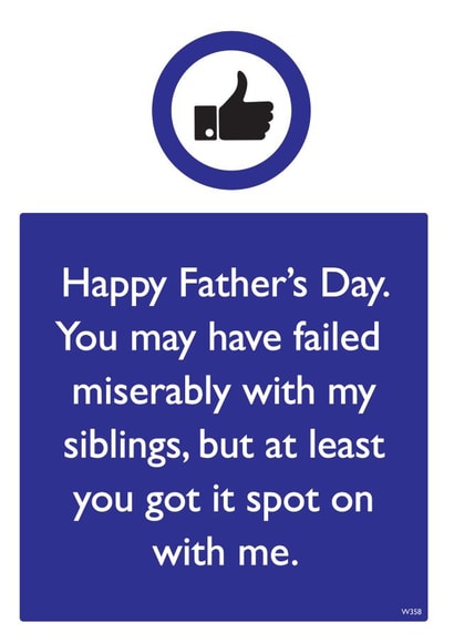 Funny Father's Day Card - Failed Miserably With My Siblings created by Brainbox Candy