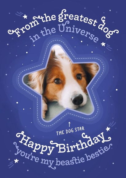 Cute Birthday Card - From the Dog - Beastie Bestie - Space created by Little Wishing Cards