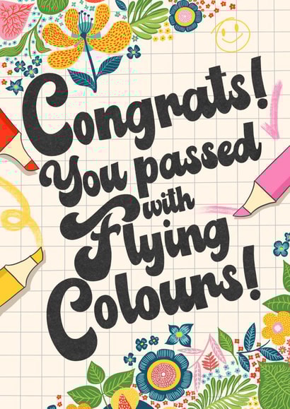 Exams congratulation card - for student - Flying colours created by Kasia Cards