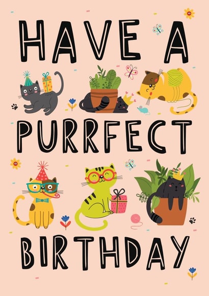 Cute Birthday Card - Purrfect - Cats created by Nidd And Rigg!
