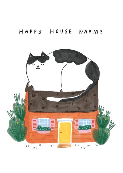 Cute Housewarming card - Cat on House - Happy House Warms created by Sunpatch Society