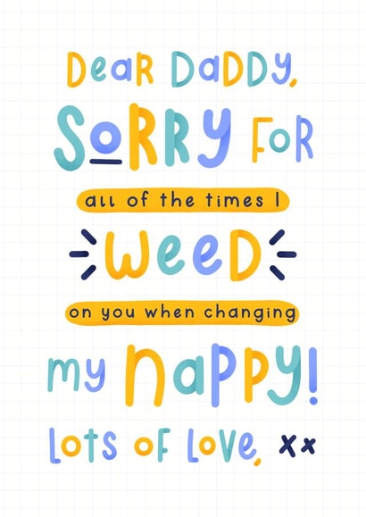 Funny Father's day card - from the baby - Nappy change created by Joanne Hawker