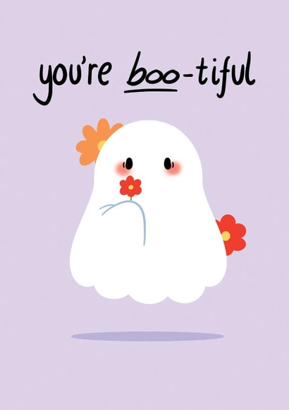Cute Love Card - Ghost - You're Boo-tiful created by Emil's Doodles