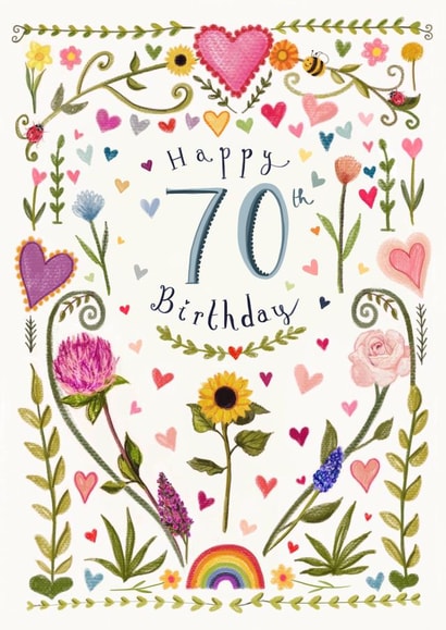 Pretty Birthday Card - 70th created by Love Lucy Illustration