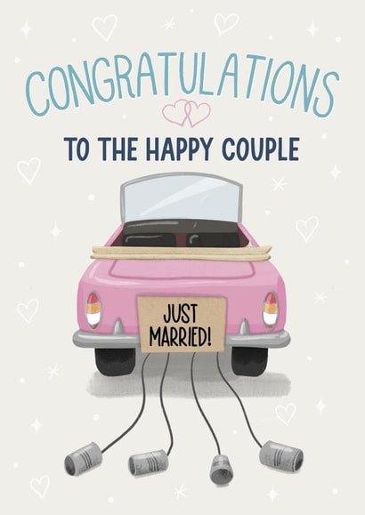 Retro Wedding Congrats Card - Just Married Car - To the Happy Couple created by Silky Rose Design