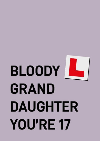 Cheeky 17th birthday card - grand daughter created by Quinton cards