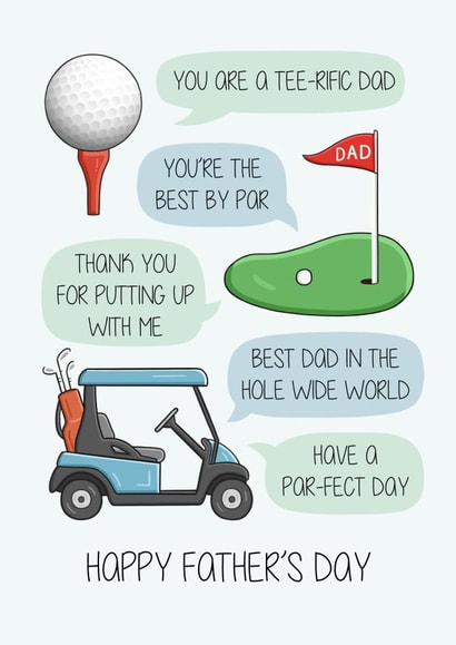 Funny Father's Day Card - Golf Puns - You're The Best By Par / You're A Tee-Rific Dad / Best Dad In The Hole Wide World / Thank You For Putting Up With Me / Have A Par-fect Day created by Creaternet