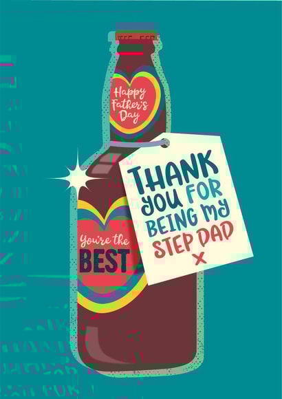 Heartfelt Step Dad Father’s Day Card – Thank You Beer You’re The Best created by The Typecast Gallery