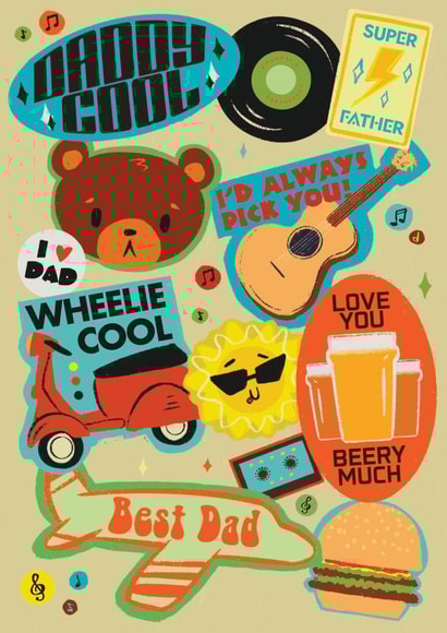 Cute Father's Day illustration funny card - all funny punnys for Dad created by Quitting Hollywood