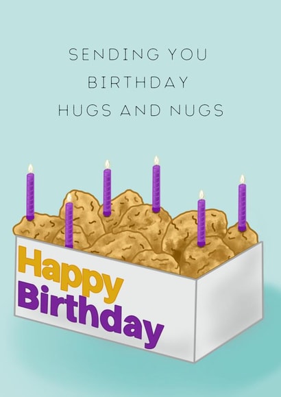 Cute Birthday Card - Hugs and Nugs - McNuggets created by Abigail D Art