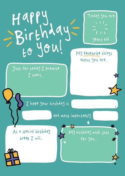 Happy Birthday To You Fill In The Blanks Card created by Bow & Bell