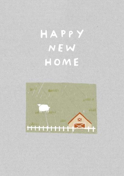 Happy New Home Cute Farm Sheep Barn Housewarming Illustration Card created by After Providence 