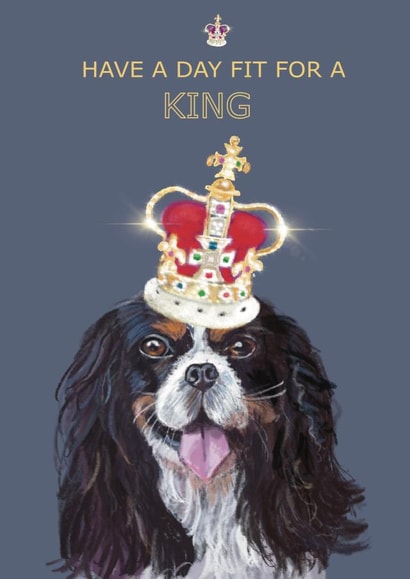 Have a Day Fit for a King King Charles Cavalier Card created by Biscuit and Susie Art and Illustration