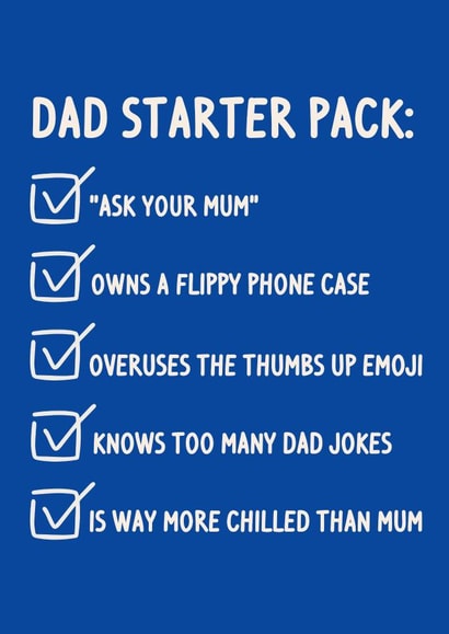 Father's Day Card Dad - Dad Starter Pack Checklist - Funny Card created by The Broad Lane Print