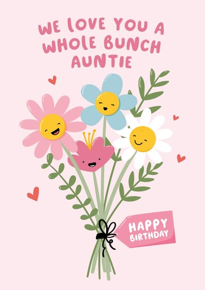 Cute Birthday Card For Auntie - We Love You a Whole Bunch created by Macie Dot Doodles