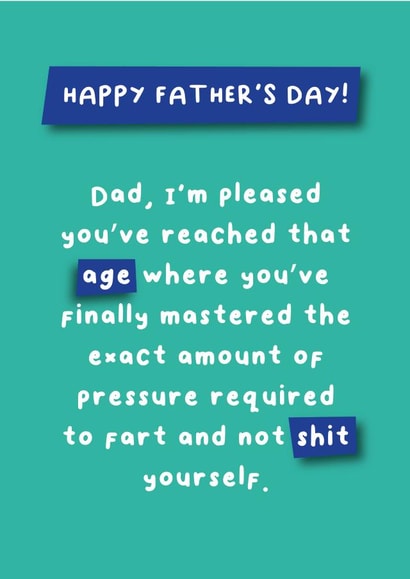 Cheeky Farting Card Dad - Mastered the Pressure Required - Funny created by Hartfelt Designs