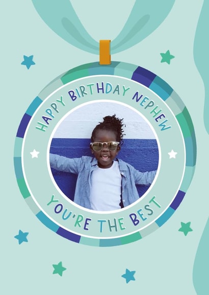 nephew pretty Birthday Personalised Photo Card 22047 created by The Pattern Press