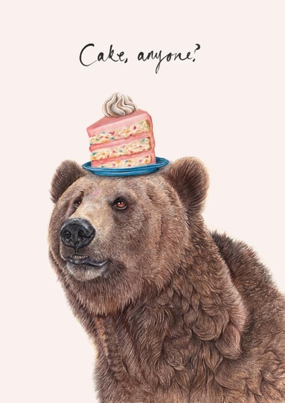 Funny Birthday Card - Grizzly Bear - Cake Anyone? created by Beth Goodwin
