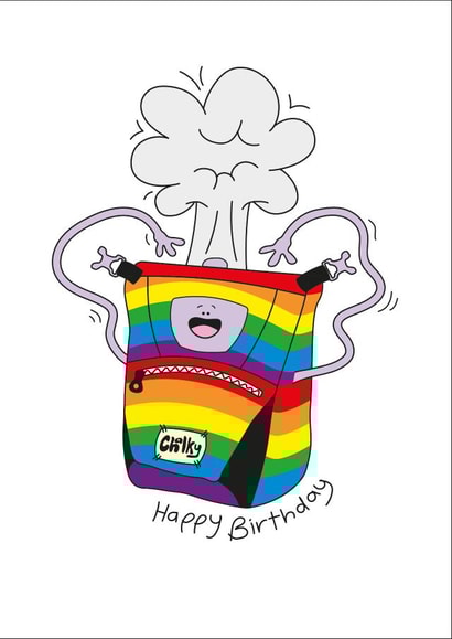 Cute Rainbow Climbing Chalk Bag Happy Birthday Card for your climbing friend! created by lparrdesigns