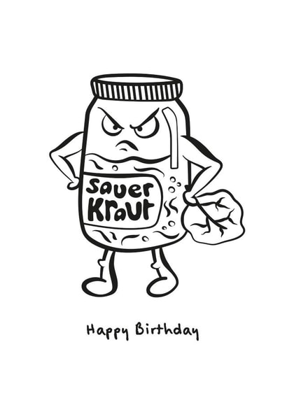 Funny Grumpy Sauerkraut Happy Birthday Card created by lparrdesigns