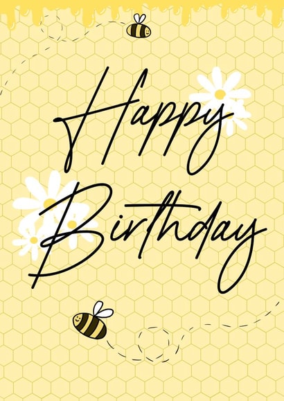 Whimsical Bee Happy Birthday Greetings Card created by RainbowRoo