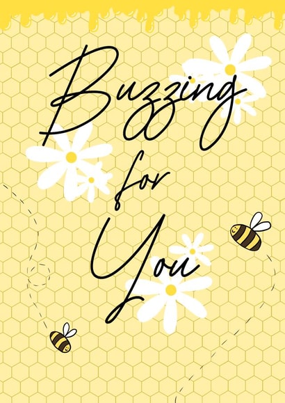 Buzzing For You Congratulations Greetings Card created by RainbowRoo