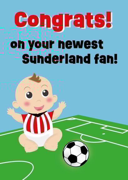 Cute new baby Sunderland fan card for new parents created by Sparked Studio