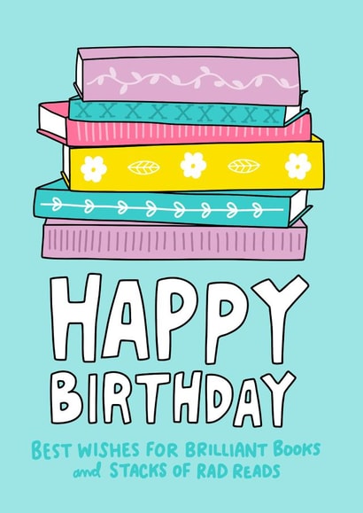 Happy Birthday Bookwork - Birthday card for book lover - reading created by Angela Chick