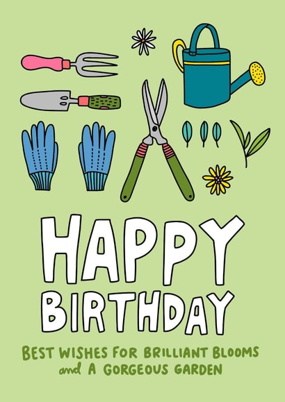 Happy Birthday Gardener - Gardening Birthday Card for Green Thumb created by Angela Chick