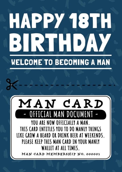 Funny Birthday Card - 18th - Official Man Document created by AbiGoLucky