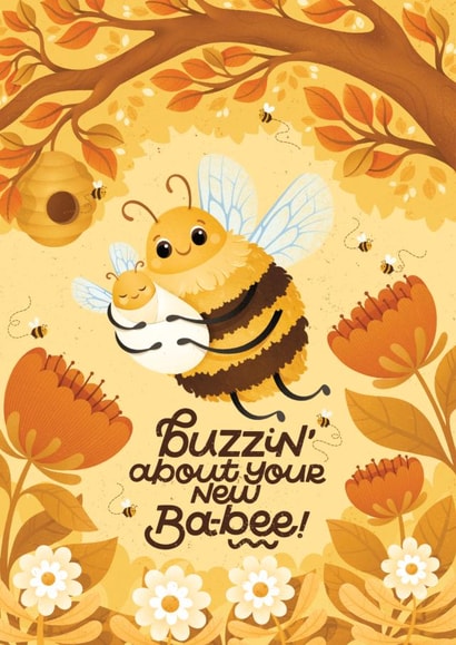 Cute New Baby Card - Buzzin' About Your New Ba-bee! created by Nyassa Hinde