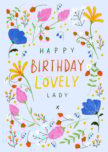 Pretty flowers and wild strawberries design for a lovely lady’s birthday! created by Emma Valenghi