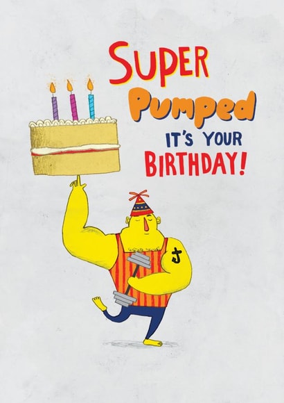 Muscleman birthday card created by Pencilface