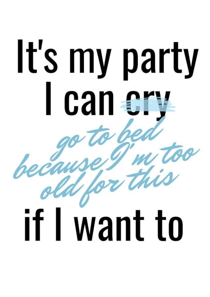 Birthday card for the old party-goers created by Sarah Levy