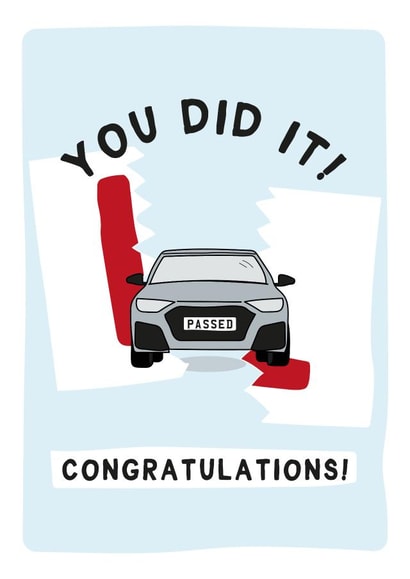 You Did It - Congratulations on passing your driving test - Driving Test Card created by Gem Draws Stuff
