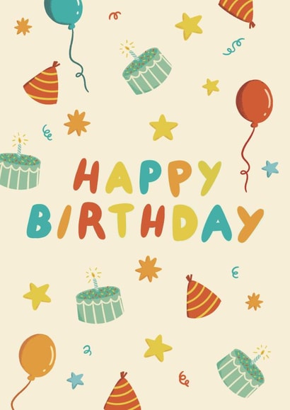 Classic Birthday Card - Party Hat - Cake created by Shei Anapi