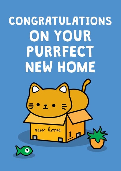 Cute Cat New Home Card For Significant Other - THE PURRFECT NEW HOME created by @squiggleinthecity
