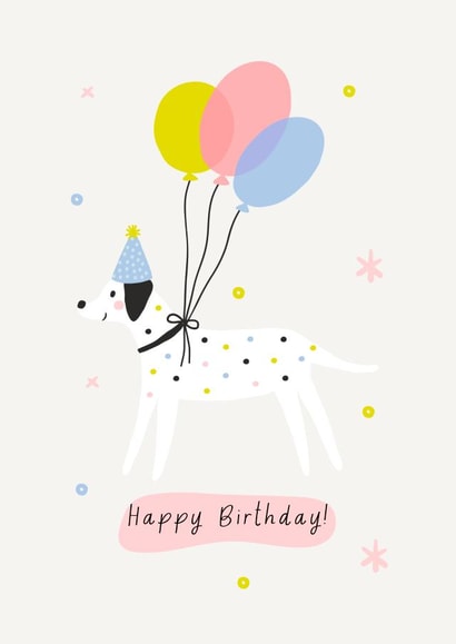 Pretty Birthday Card - Dog and Balloons | thortful