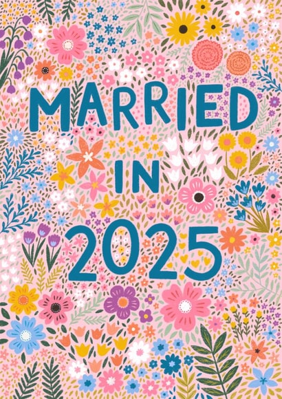 Beautiful Floral 'Married in 2025' Wedding card created by Pear Tree Press