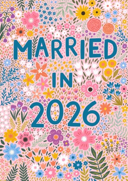 Beautiful Floral 'Married in 2026' Wedding card created by Pear Tree Press