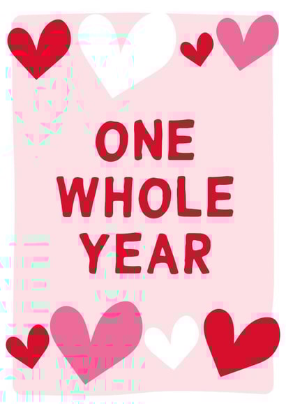 Cute Anniversary Card - One Whole Year - Anniversary created by Gem Draws Stuff