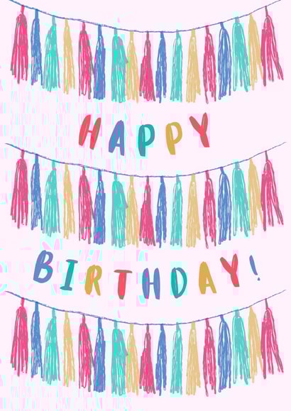 Cute Pink Birthday Card - Bunting created by JZW Studios