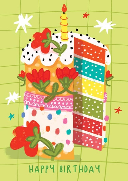Pretty Birthday Card - Quirky Cake created by NICHOLA COWDERY ILLUSTRATIONS