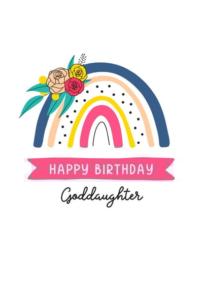 Bright and colourful rainbow and flowers card for a lovely Goddaughter created by Evie Garnett Designs