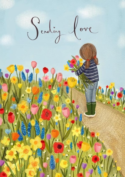 Heartfelt Thinking of You Card - Sending Love - Floral Field created by Love Lucy Illustration