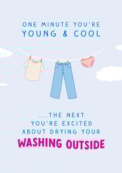 Funny Birthday Card - Hanging Washing Outside created by The Cake Thief