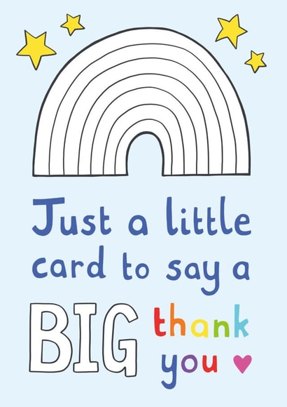Colour In Rainbow Big Thank You Card for Teachers or Teaching Assistants created by Hazel Fisher Creations