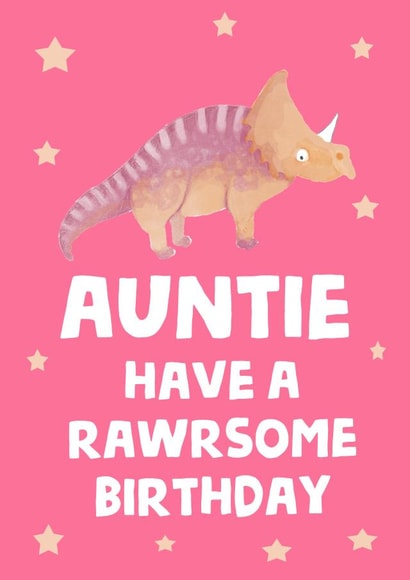 Cute Birthday Card - Auntie - Dinosaur created by tea please