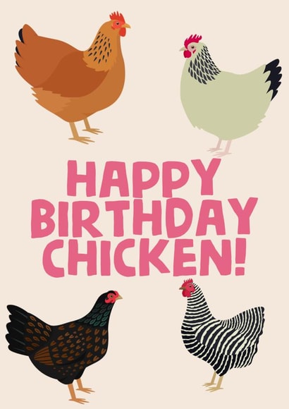 Cute Birthday Card - Chicken created by tea please