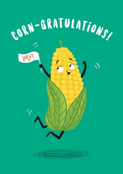 Corn-gratulations! Funny Sweetcorn Card created by Hannah Jayne Lewin